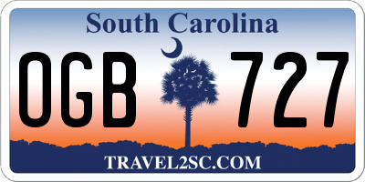 SC license plate OGB727