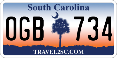 SC license plate OGB734