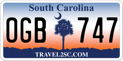 SC license plate OGB747