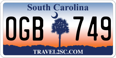 SC license plate OGB749