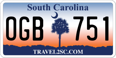 SC license plate OGB751