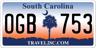 SC license plate OGB753