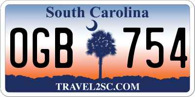 SC license plate OGB754