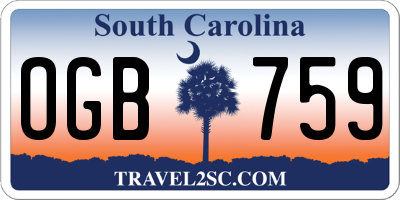 SC license plate OGB759
