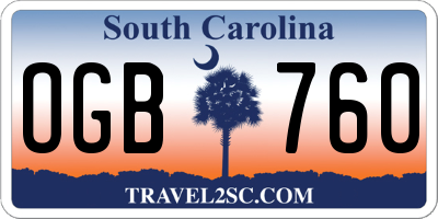 SC license plate OGB760