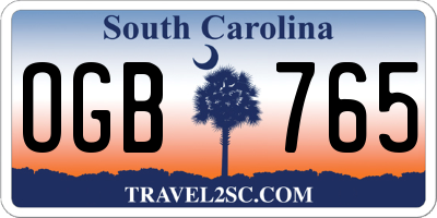 SC license plate OGB765