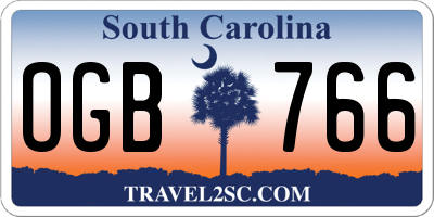 SC license plate OGB766
