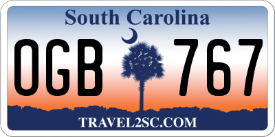SC license plate OGB767