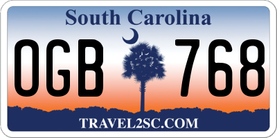 SC license plate OGB768