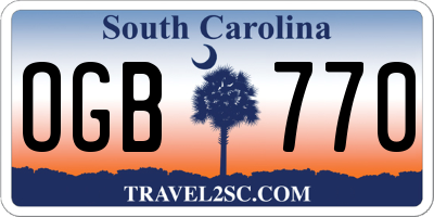 SC license plate OGB770