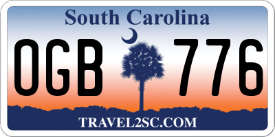 SC license plate OGB776