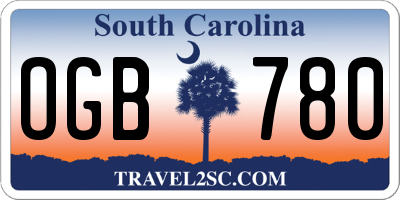 SC license plate OGB780