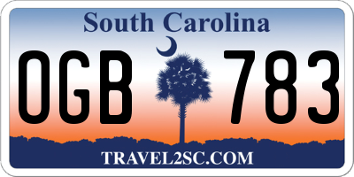 SC license plate OGB783