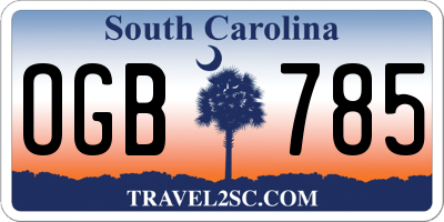 SC license plate OGB785