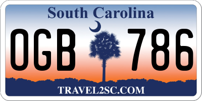 SC license plate OGB786