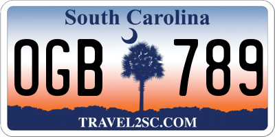 SC license plate OGB789