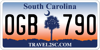 SC license plate OGB790