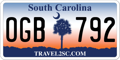 SC license plate OGB792