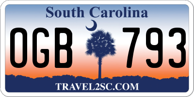 SC license plate OGB793