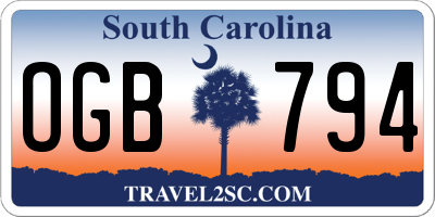 SC license plate OGB794