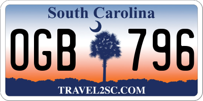 SC license plate OGB796