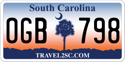 SC license plate OGB798