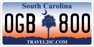 SC license plate OGB800