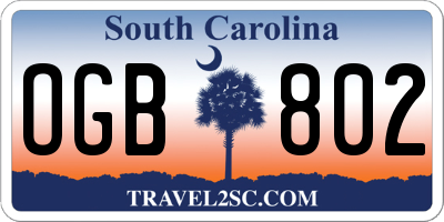 SC license plate OGB802