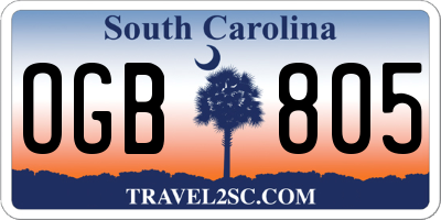SC license plate OGB805