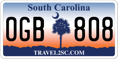 SC license plate OGB808