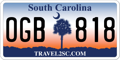 SC license plate OGB818