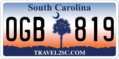 SC license plate OGB819