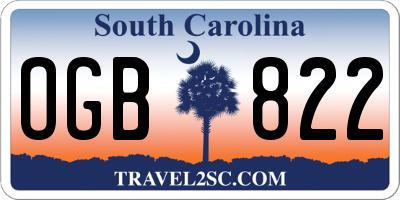 SC license plate OGB822