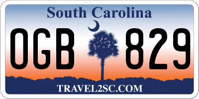 SC license plate OGB829