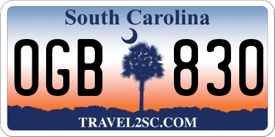 SC license plate OGB830