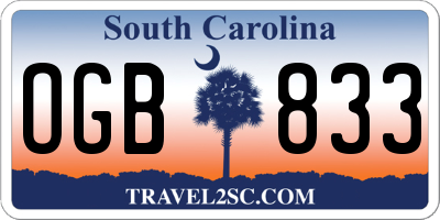SC license plate OGB833