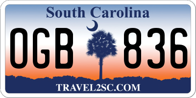 SC license plate OGB836