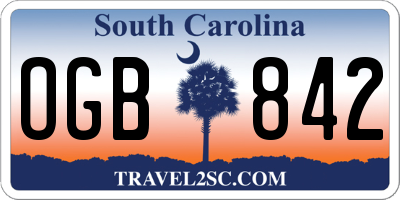 SC license plate OGB842