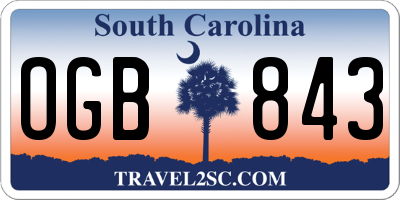 SC license plate OGB843