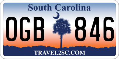 SC license plate OGB846