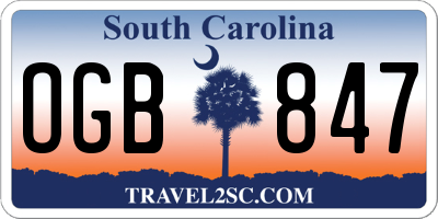 SC license plate OGB847