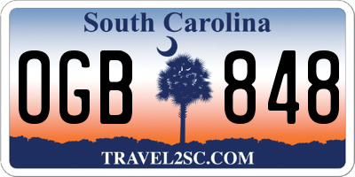 SC license plate OGB848