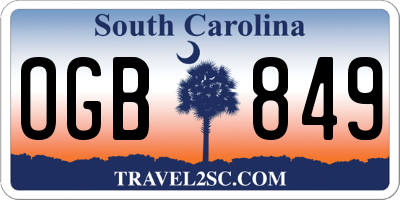 SC license plate OGB849