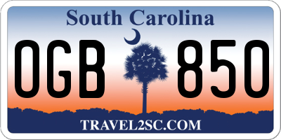 SC license plate OGB850