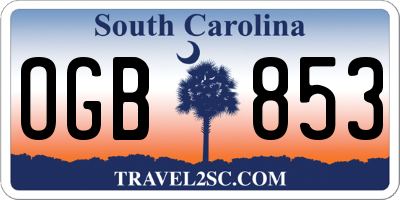 SC license plate OGB853