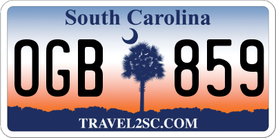 SC license plate OGB859