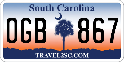 SC license plate OGB867