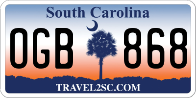 SC license plate OGB868
