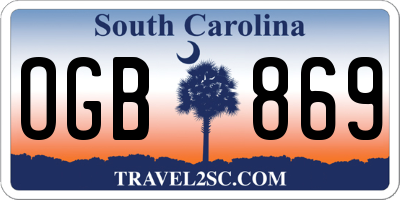 SC license plate OGB869