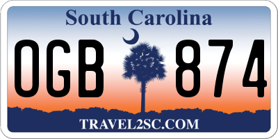 SC license plate OGB874